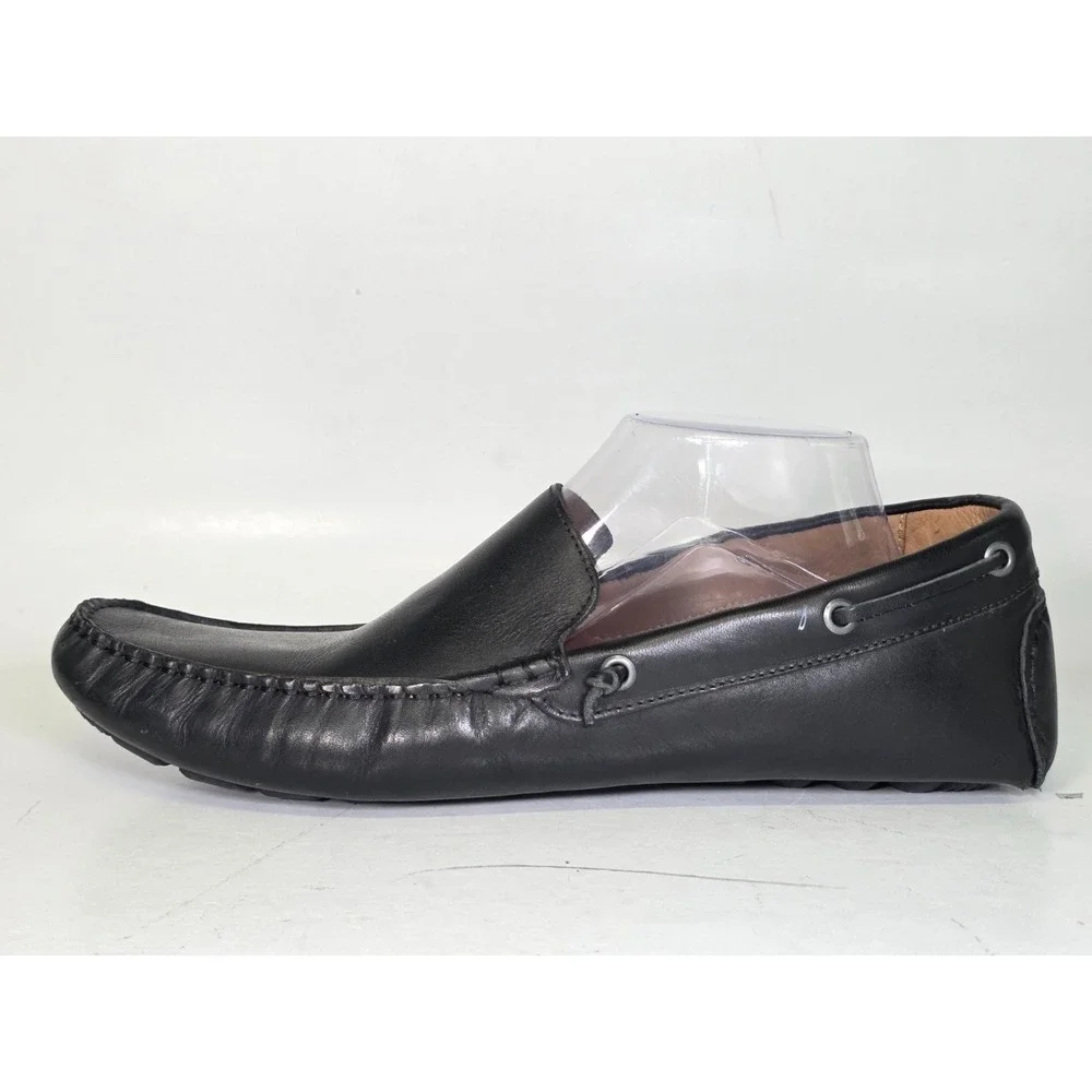 G.H. Bass Kis Men's Driving Loafers Size‎ 12 M Black Leather Slip On Boat Shoes